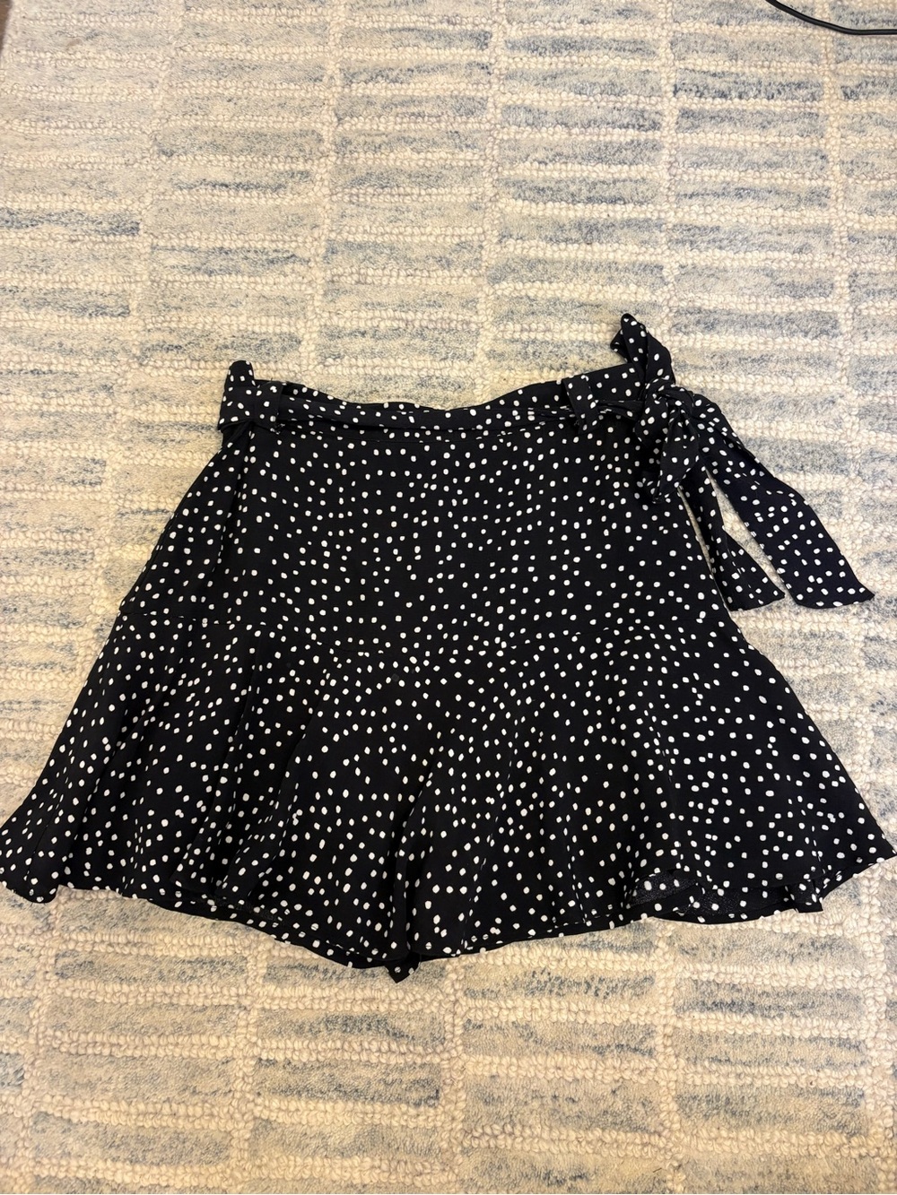 Zara Black and White Polka Dot Tie-Waist Skater Skort